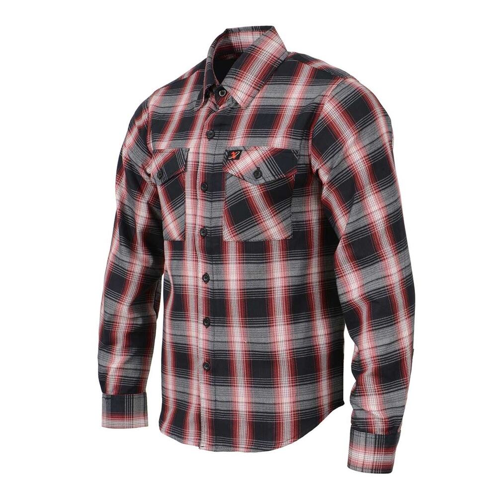 MILWAUKEE LEATHER MNG11659 MEN'S BLACK WITH RED LONG SLEEVE COTTON FLANNEL SHIRT